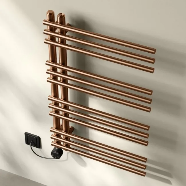 Cannes Electric Brushed Copper Designer Heated Towel Rail 800x500mm