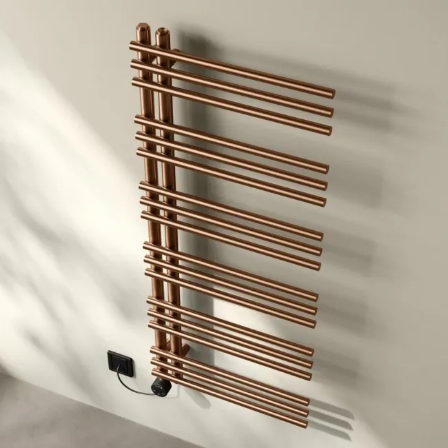 Cannes Electric Brushed Copper Designer Heated Towel Rail 1200x500mm