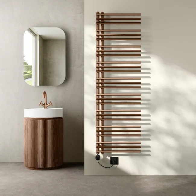 Cannes Electric Brushed Copper Designer Heated Towel Rail 1600x500mm