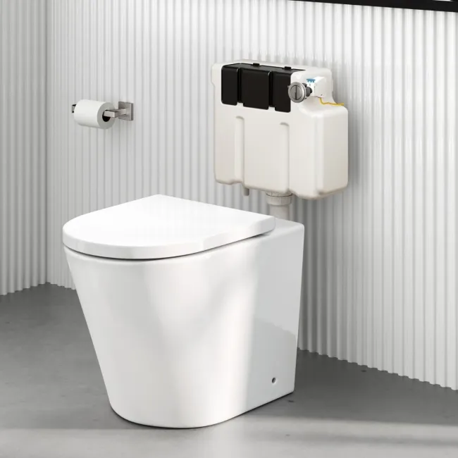 Detroit Cable Operated Concealed Cistern With Brushed Nickel Round Push Button Dia.48mm