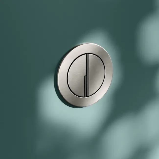 Detroit Cable Operated Concealed Cistern With Brushed Nickel Round Push Button Dia.48mm