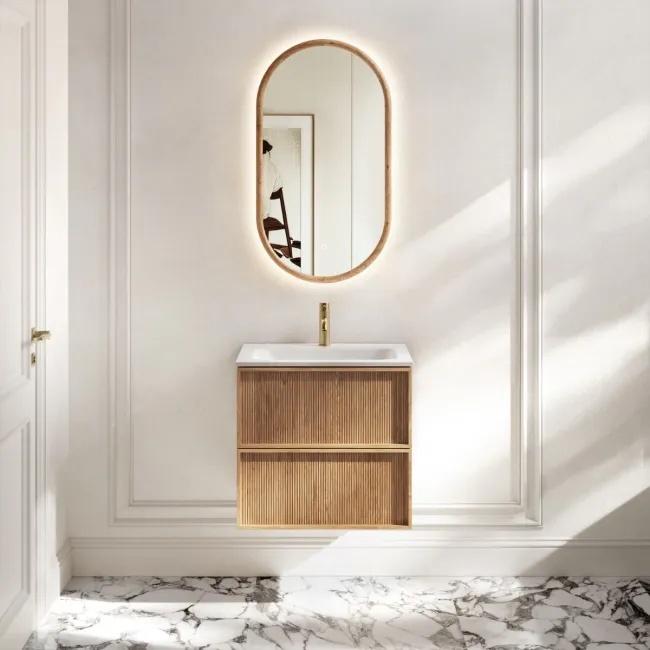 Bora Natural Oak Wall Hung Basin Drawer Vanity 600mm