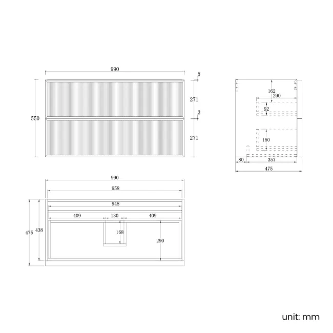 Bora Natural Oak Carrara Marble Wall Hung Vanity Drawer & Undermount Basin 1000mm