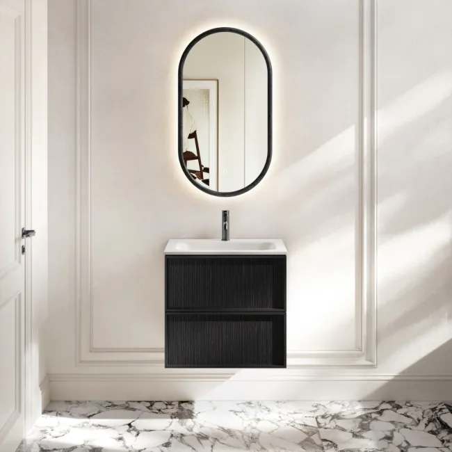 Bora Black Oak Wall Hung Basin Drawer Vanity 600mm