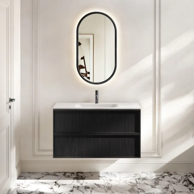 Bora Black Oak Wall Hung Basin Drawer Vanity 1000mm