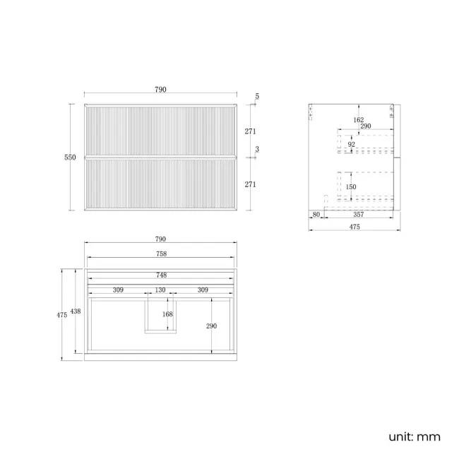 Bora Black Oak Carrara Marble Wall Hung Vanity Drawer & Undermount Basin 800mm