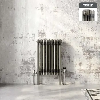 Athens Raw Metal Triple Column Horizontal Traditional Radiator 600x425mm