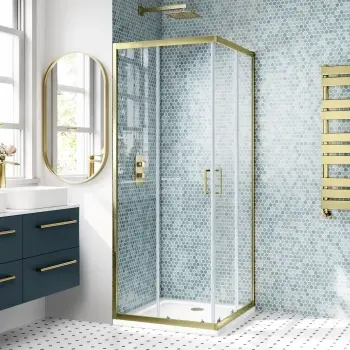 London Brushed Brass 6mm Corner Entry Shower Enclosure 760x760mm