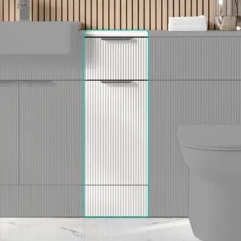 Sicily Fluted Coastal White Side Cabinet Unit 300mm - Chrome Handles