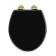 Alma Traditional Gloss Black Wooden Soft Close Seat with Brushed Brass Hinges