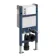 Idaho Pneumatic Compact Top & Front Wall Hung Toilet Frame and Concealed Cistern with Matt Black Flush Plate - Square Buttons