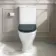 Kansas Traditional Rimless Close Coupled Toilet With Inky Blue Wooden Seat - Brushed Brass Hinges
