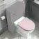 Kansas Traditional Rimless Back To Wall Toilet With Cashmere Pink Wooden Seat - Brushed Brass Hinges