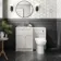 Milos Cotton White Combination Vanity Basin and Aruba Toilet 1100mm - Chrome Handles