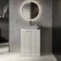 Crete Fluted Linen White Vanity with Marble Top 600mm - Excludes Counter Top Basin