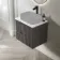 Crete Fluted Charcoal Elm Wall Hung Drawer Vanity with Marble Top 600mm - Excludes Counter Top Basin