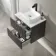 Crete Fluted Charcoal Elm Wall Hung Drawer Vanity with Marble Top & Reno Basin 600mm