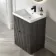 Crete Fluted Charcoal Elm Basin Vanity Drawer 600mm