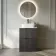 Crete Fluted Charcoal Elm Vanity Drawer with Marble Top & Marin Basin 600mm