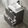 Crete Fluted Charcoal Elm Vanity Drawer with Marble Top & Marin Basin 600mm