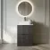 Crete Fluted Charcoal Elm Vanity Drawer with Marble Top & Reno Basin 600mm