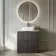 Crete Fluted Charcoal Elm Vanity Drawer with Marble Top & Marin Basin 800mm