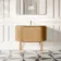 Positano Natural Oak Curved Vanity Unit & Matt White Stone Basin 1000mm