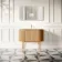 Positano Natural Oak Curved Vanity Unit & Matt White Stone Basin 1000mm
