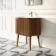 Positano Natural Walnut Curved Vanity Unit & Matt White Stone Basin 800mm