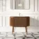 Positano Natural Walnut Curved Vanity Unit & Matt White Stone Basin 1000mm