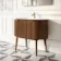 Positano Natural Walnut Curved Vanity Unit & Matt White Stone Basin 1000mm