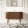 Positano Natural Walnut Curved Vanity Unit & Matt White Stone Basin 1200mm