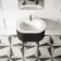 Positano Black Oak Curved Vanity Unit & Matt White Stone Basin 800mm