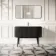 Positano Black Oak Curved Vanity Unit & Matt White Stone Basin 1200mm