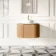 Positano Natural Oak Curved Wall Hung Vanity Drawer with Matt White Stone Top 800mm - Basin Not Included