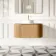Positano Natural Oak Curved Wall Hung Vanity Drawer with Matt White Stone Top 1000mm - Basin Not Included