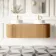 Positano Natural Oak Curved Wall Hung Vanity Drawer with Carrara Marble Top 1500mm - Basin Not Included