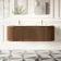Positano Natural Walnut Curved Wall Hung Basin Drawer Vanity 1500mm