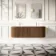 Positano Natural Walnut Curved Wall Hung Basin Drawer Vanity 1500mm
