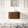 Positano Natural Walnut Curved Wall Hung Vanity Drawer with Matt White Stone Top 800mm - Basin Not Included