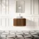 Positano Natural Walnut Curved Wall Hung Vanity Drawer with Matt White Stone Top 800mm - Basin Not Included