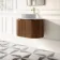 Positano Natural Walnut Curved Wall Hung Vanity Drawer with Matt White Stone Top 800mm - Basin Not Included