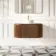 Positano Natural Walnut Curved Wall Hung Vanity Drawer with Matt White Stone Top 1000mm - Basin Not Included