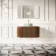 Positano Natural Walnut Curved Wall Hung Vanity Drawer with Matt White Stone Top 1000mm - Basin Not Included