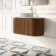 Positano Natural Walnut Curved Wall Hung Vanity Drawer with Matt White Stone Top 1000mm - Basin Not Included