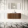 Positano Natural Walnut Curved Wall Hung Vanity Drawer with Matt White Stone Top 1200mm - Basin Not Included