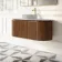 Positano Natural Walnut Curved Wall Hung Vanity Drawer with Matt White Stone Top 1200mm - Basin Not Included