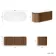 Positano Natural Walnut Curved Wall Hung Vanity Drawer with Matt White Stone Top 1200mm - Basin Not Included