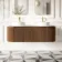Positano Natural Walnut Curved Wall Hung Vanity Drawer with Matt White Stone Top 1500mm - Basin Not Included