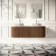 Positano Natural Walnut Curved Wall Hung Vanity Drawer with Matt White Stone Top 1500mm - Basin Not Included